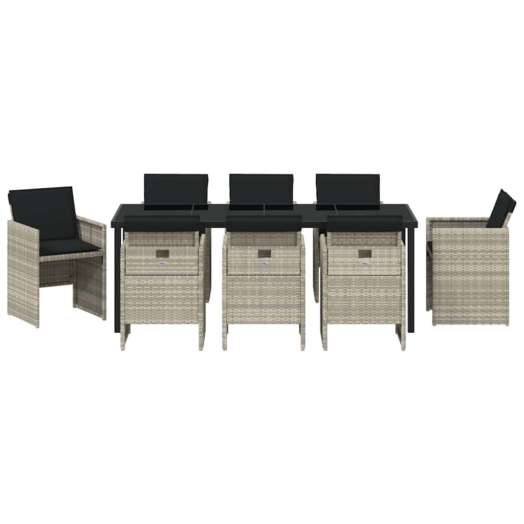 Have Spisebordssæt 9 pcs Lysegrå polyrattan
