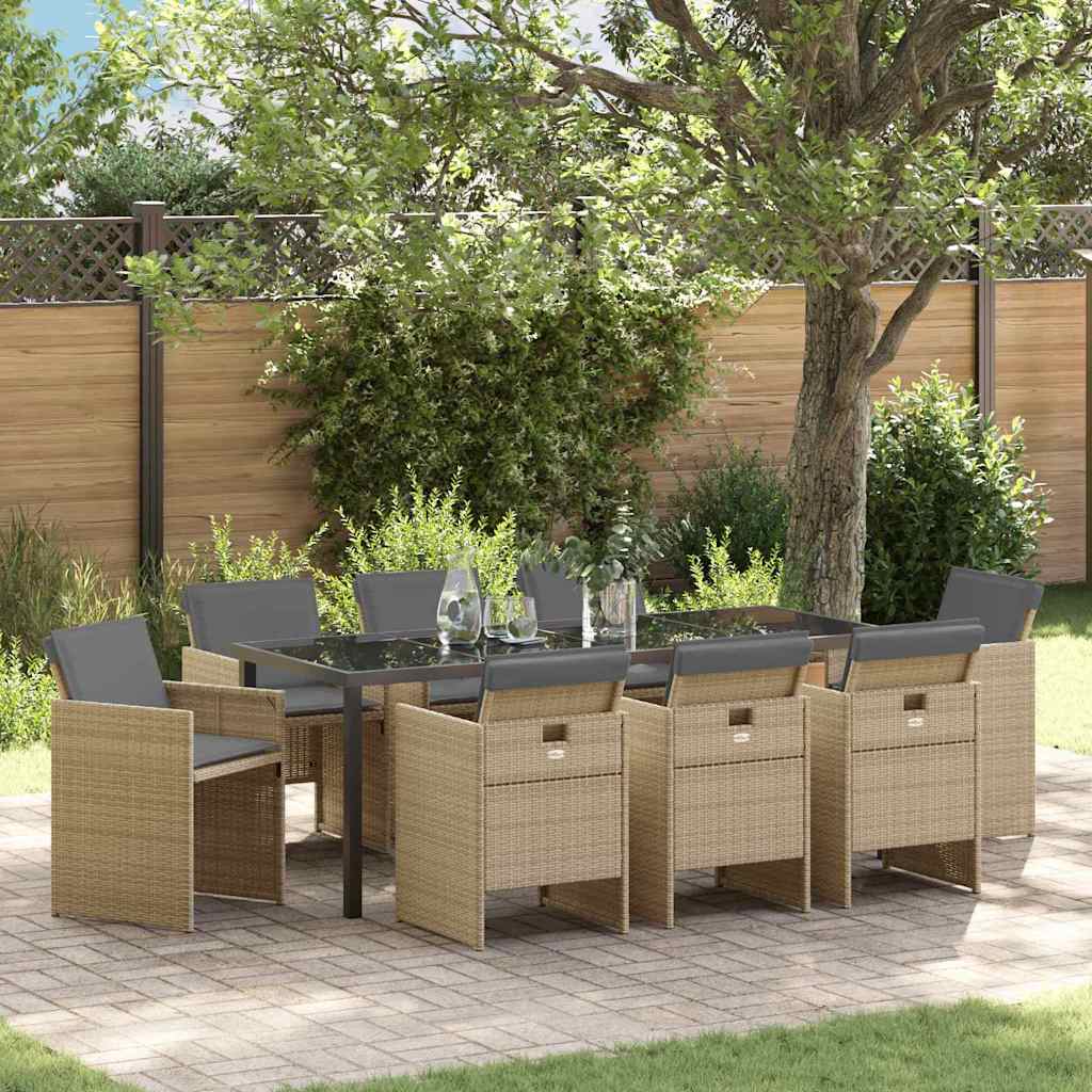 Have Spisebordssæt 9 pcs Beige polyrattan