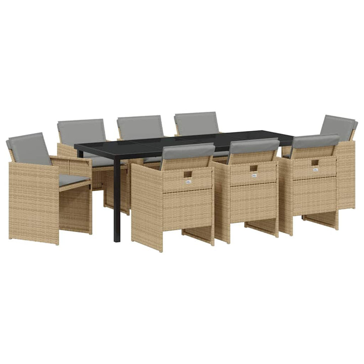 Have Spisebordssæt 9 pcs Beige polyrattan