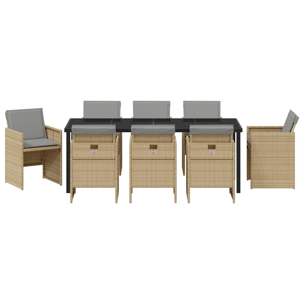 Have Spisebordssæt 9 pcs Beige polyrattan
