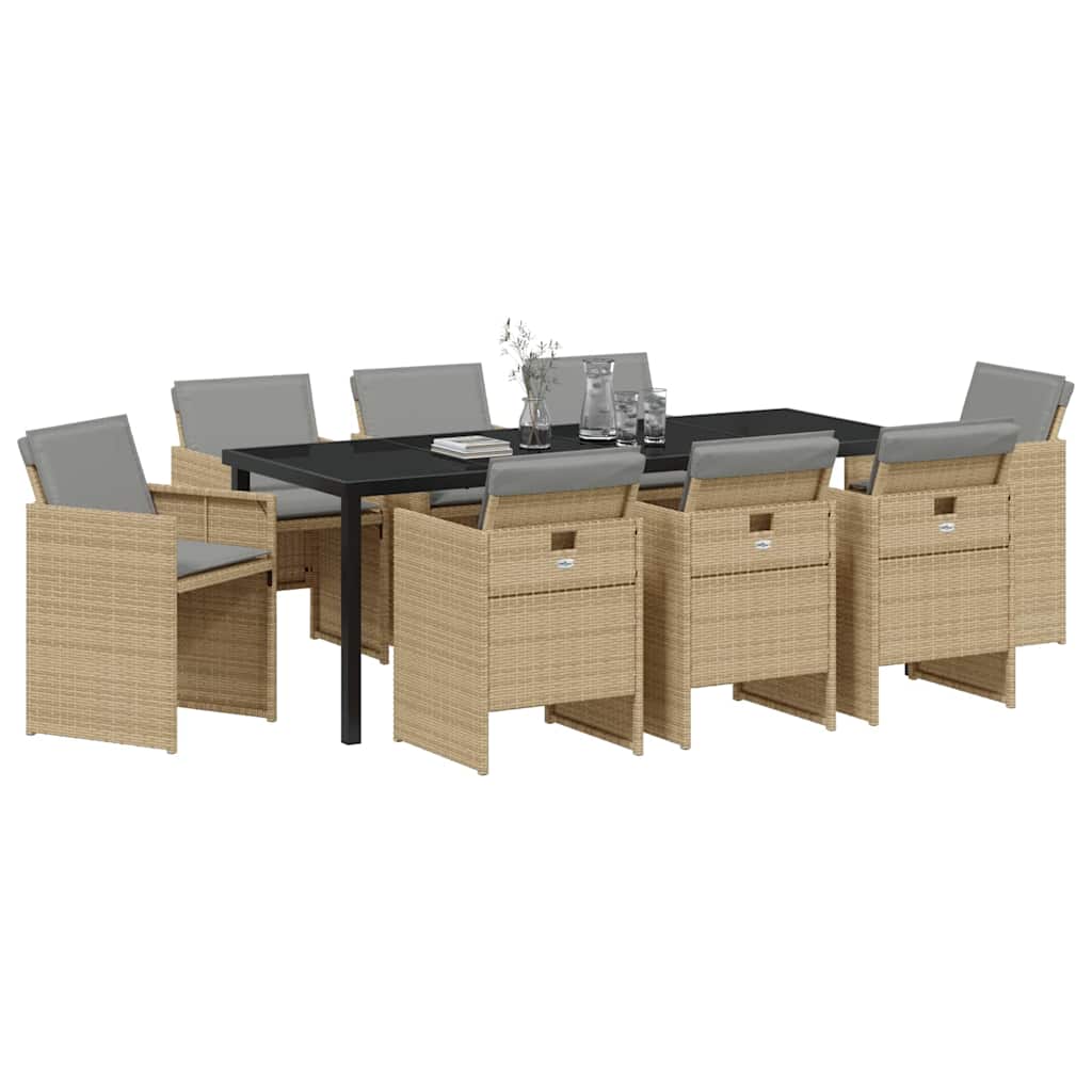 Have Spisebordssæt 9 pcs Beige polyrattan