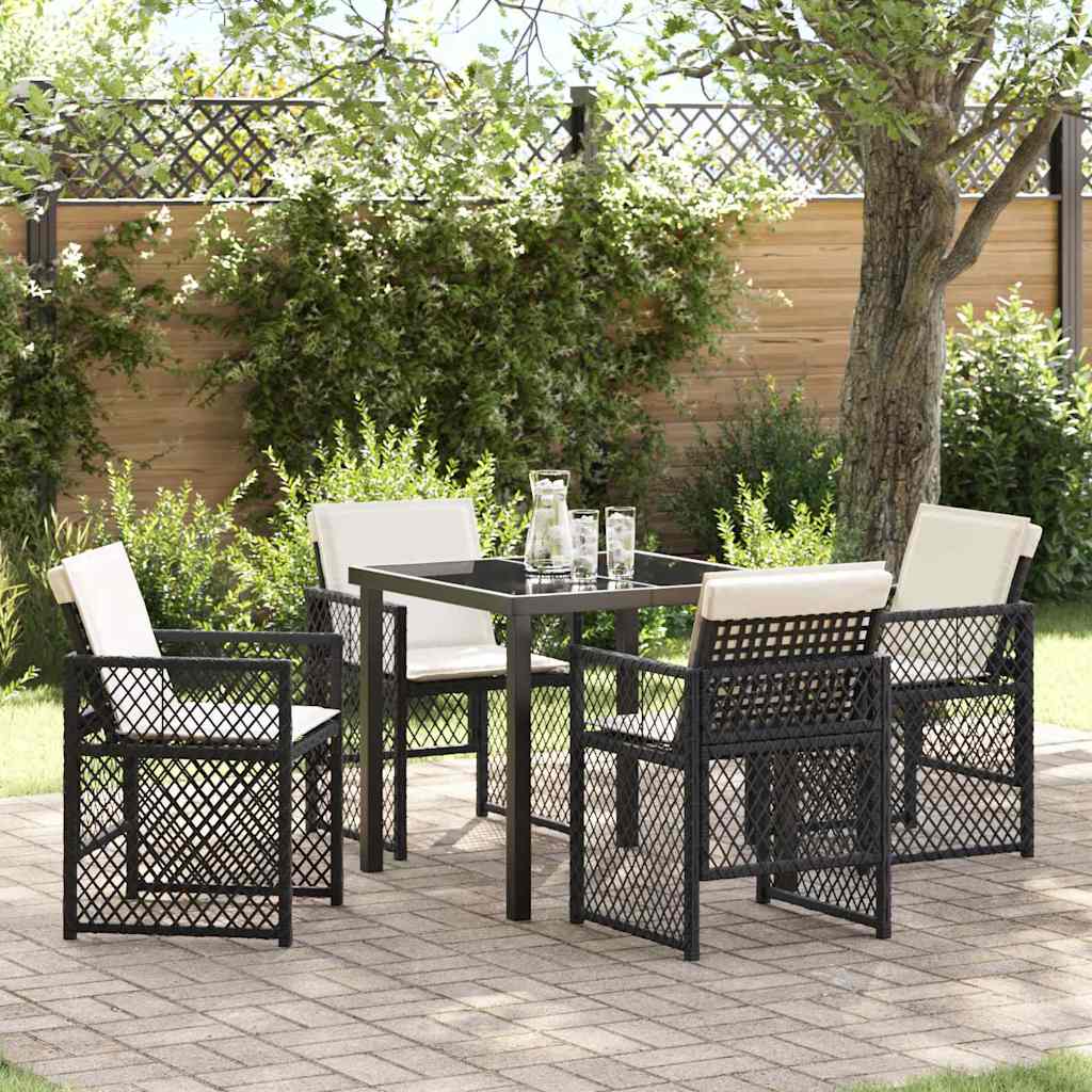 Have Spisebordssæt 5 pcs Sort polyrattan