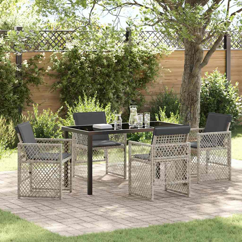 Have Spisebordssæt 5 pcs Lysegrå polyrattan