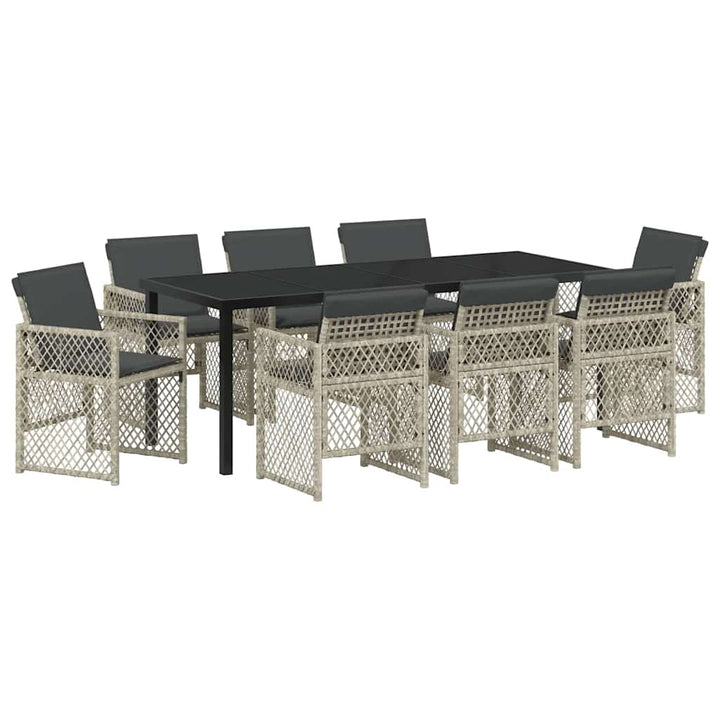Have Spisebordssæt 9 pcs Lysegrå polyrattan