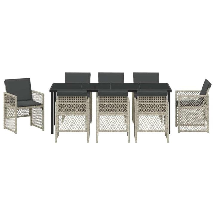 Have Spisebordssæt 9 pcs Lysegrå polyrattan
