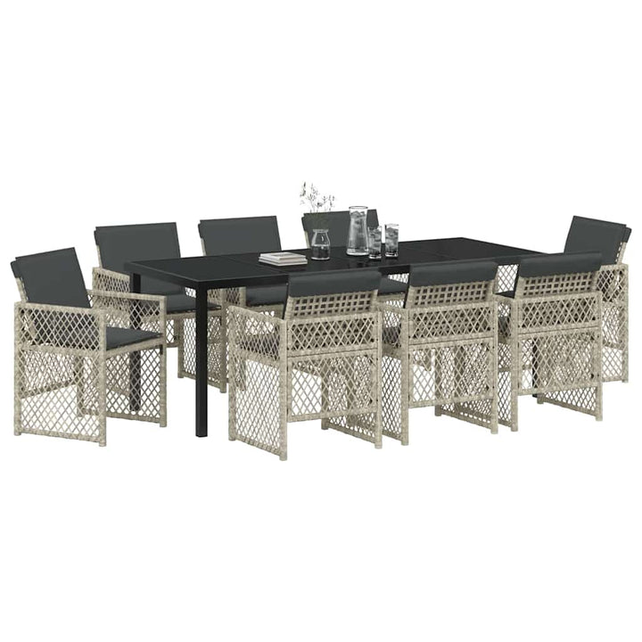 Have Spisebordssæt 9 pcs Lysegrå polyrattan