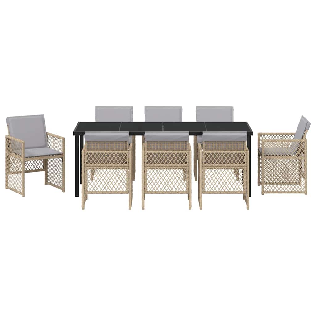 Have Spisebordssæt 9 pcs Beige polyrattan