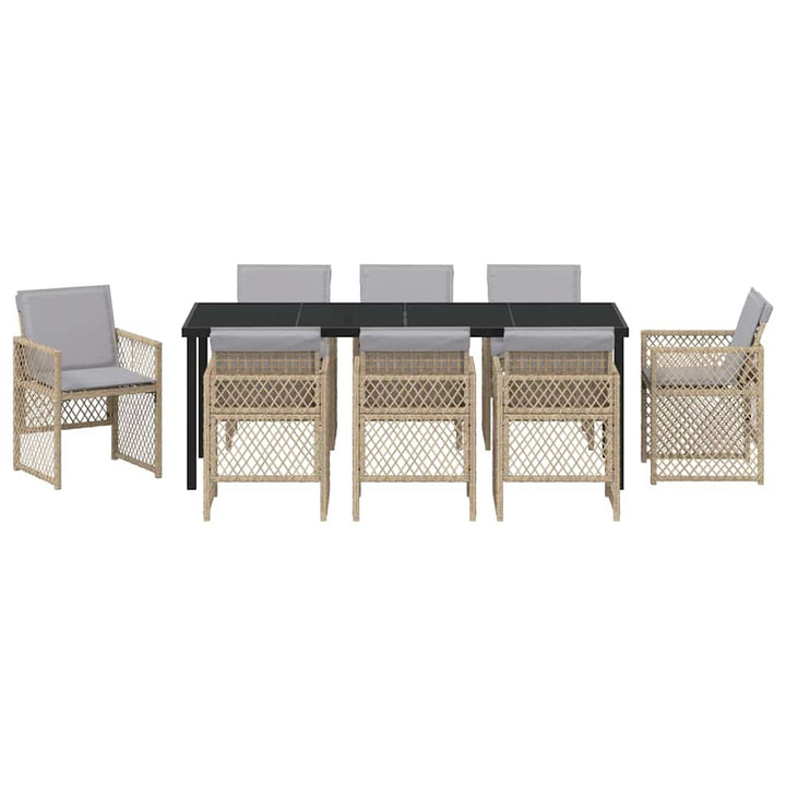 Have Spisebordssæt 9 pcs Beige polyrattan