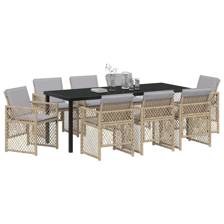 Have Spisebordssæt 9 pcs Beige polyrattan