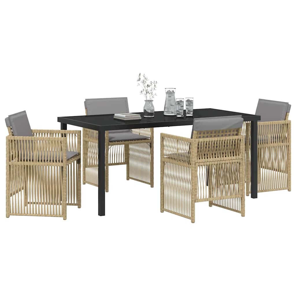 Have Spisebordssæt 5 pcs Beige Pulverlakeret stål