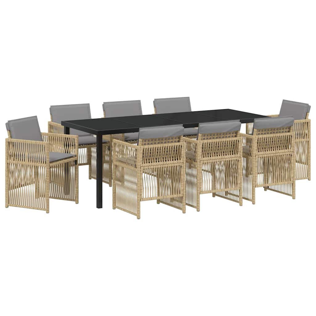 Have Spisebordssæt 9 pcs Beige Pulverlakeret stål