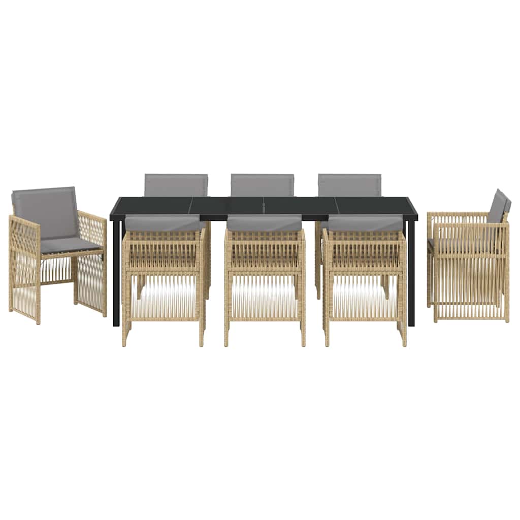 Have Spisebordssæt 9 pcs Beige Pulverlakeret stål