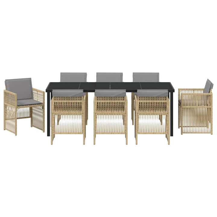 Have Spisebordssæt 9 pcs Beige Pulverlakeret stål