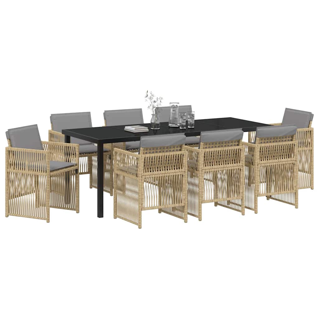 Have Spisebordssæt 9 pcs Beige Pulverlakeret stål