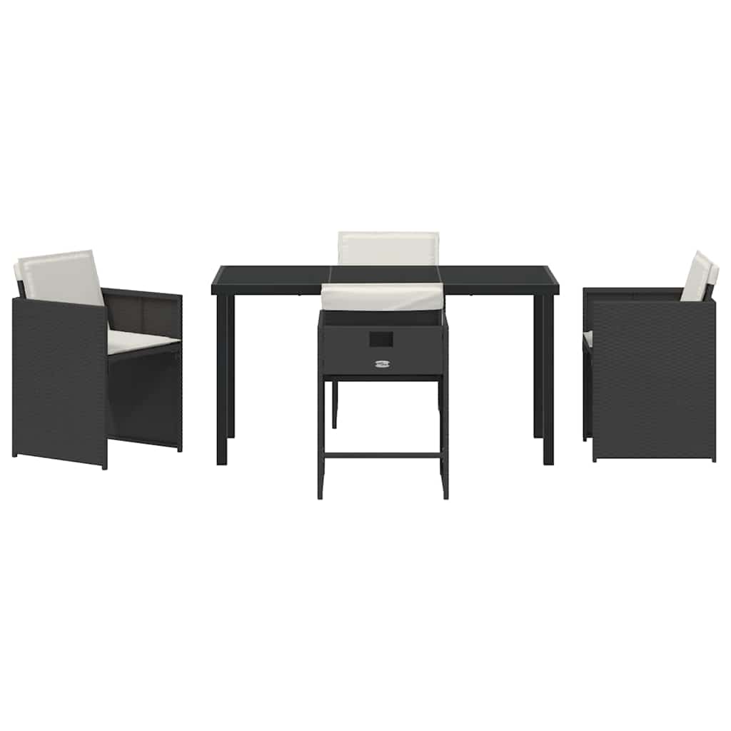 Have Spisebordssæt 5 pcs Sort polyrattan