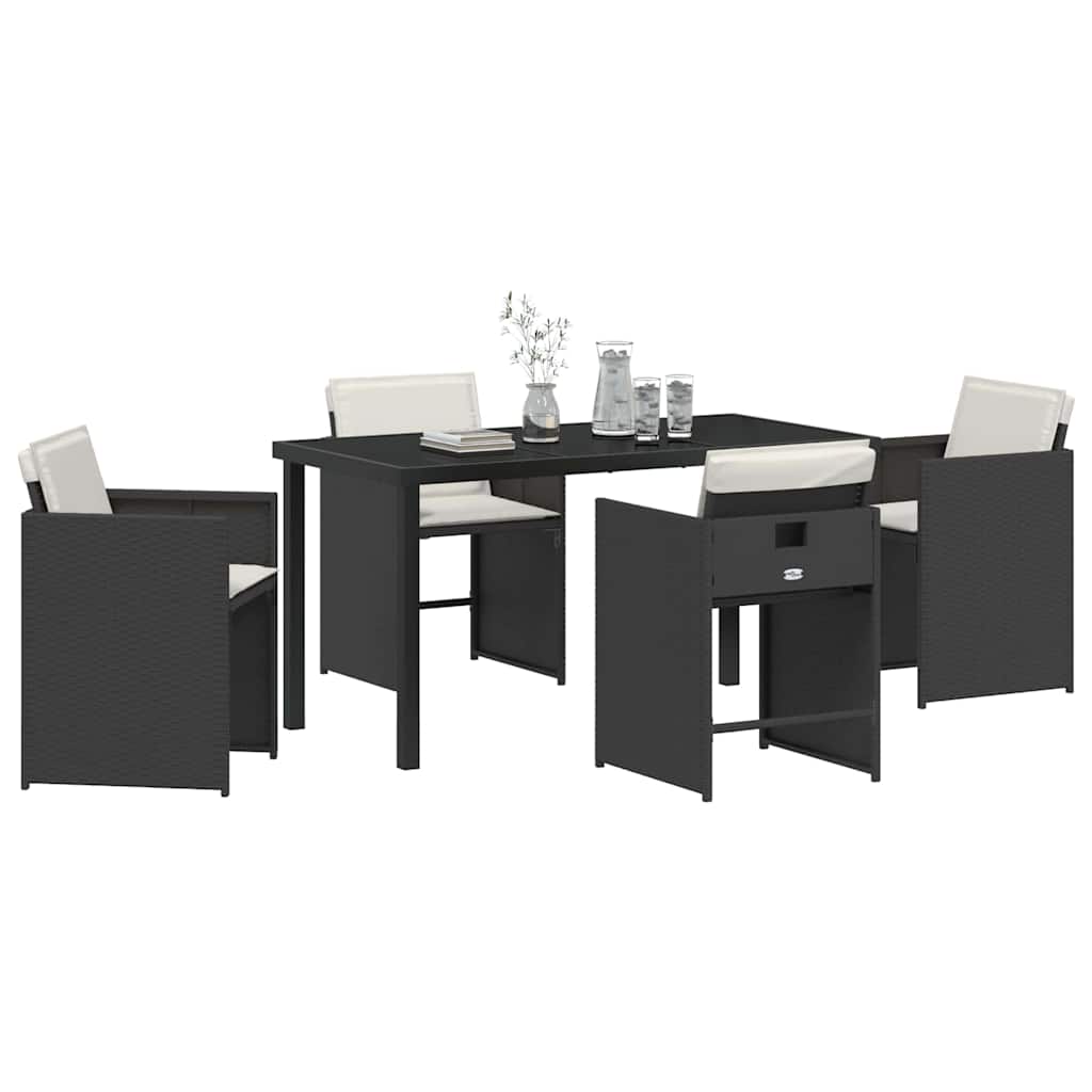 Have Spisebordssæt 5 pcs Sort polyrattan
