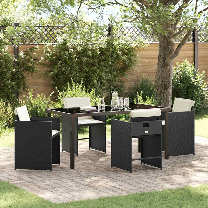 Have Spisebordssæt 5 pcs Sort polyrattan