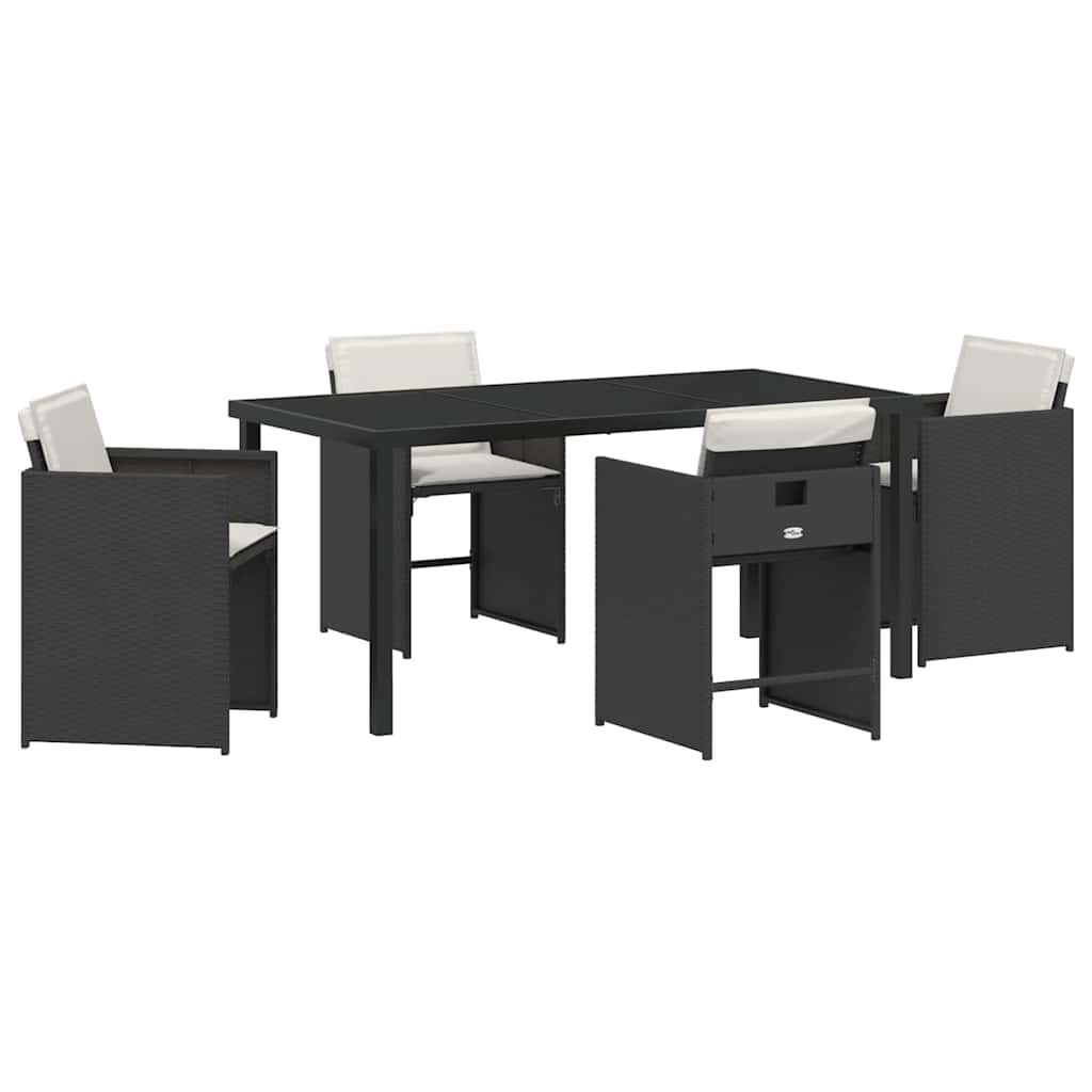 Have Spisebordssæt 5 pcs Sort polyrattan