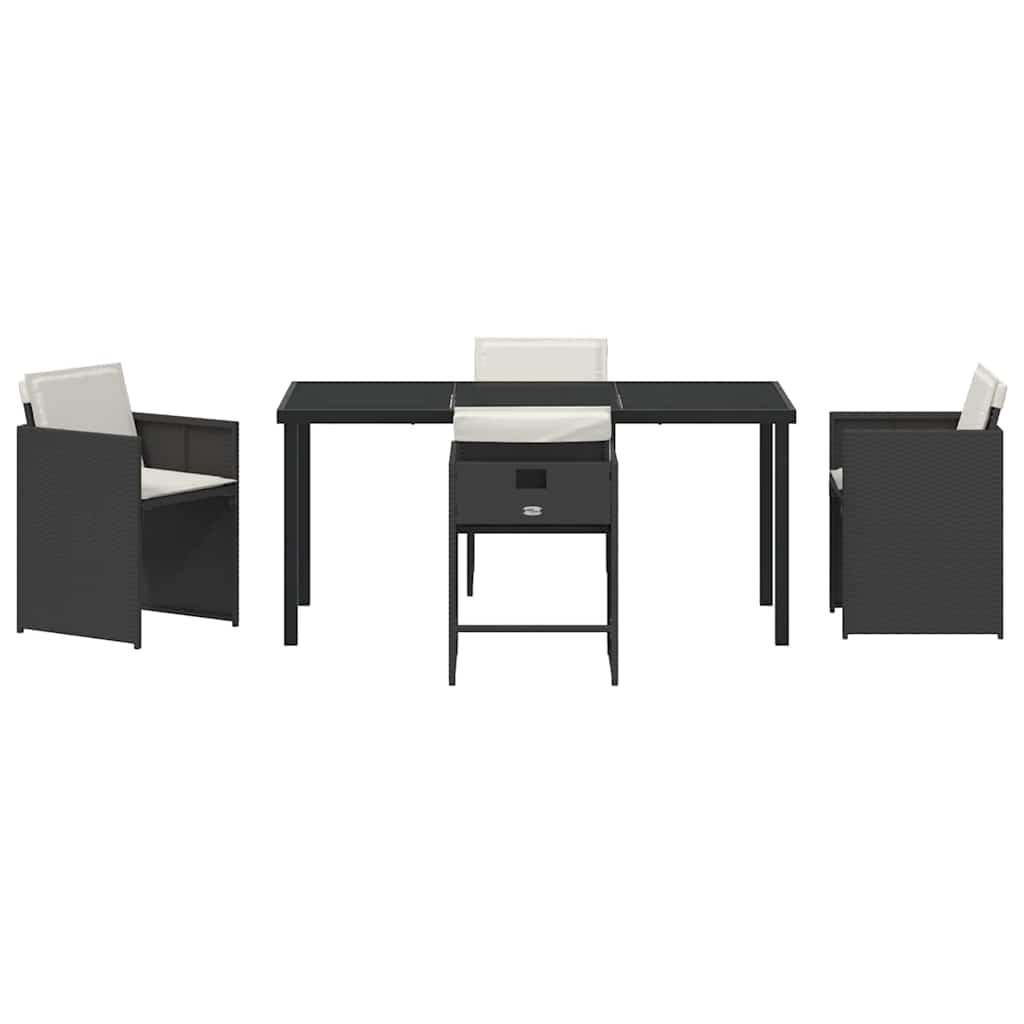 Have Spisebordssæt 5 pcs Sort polyrattan