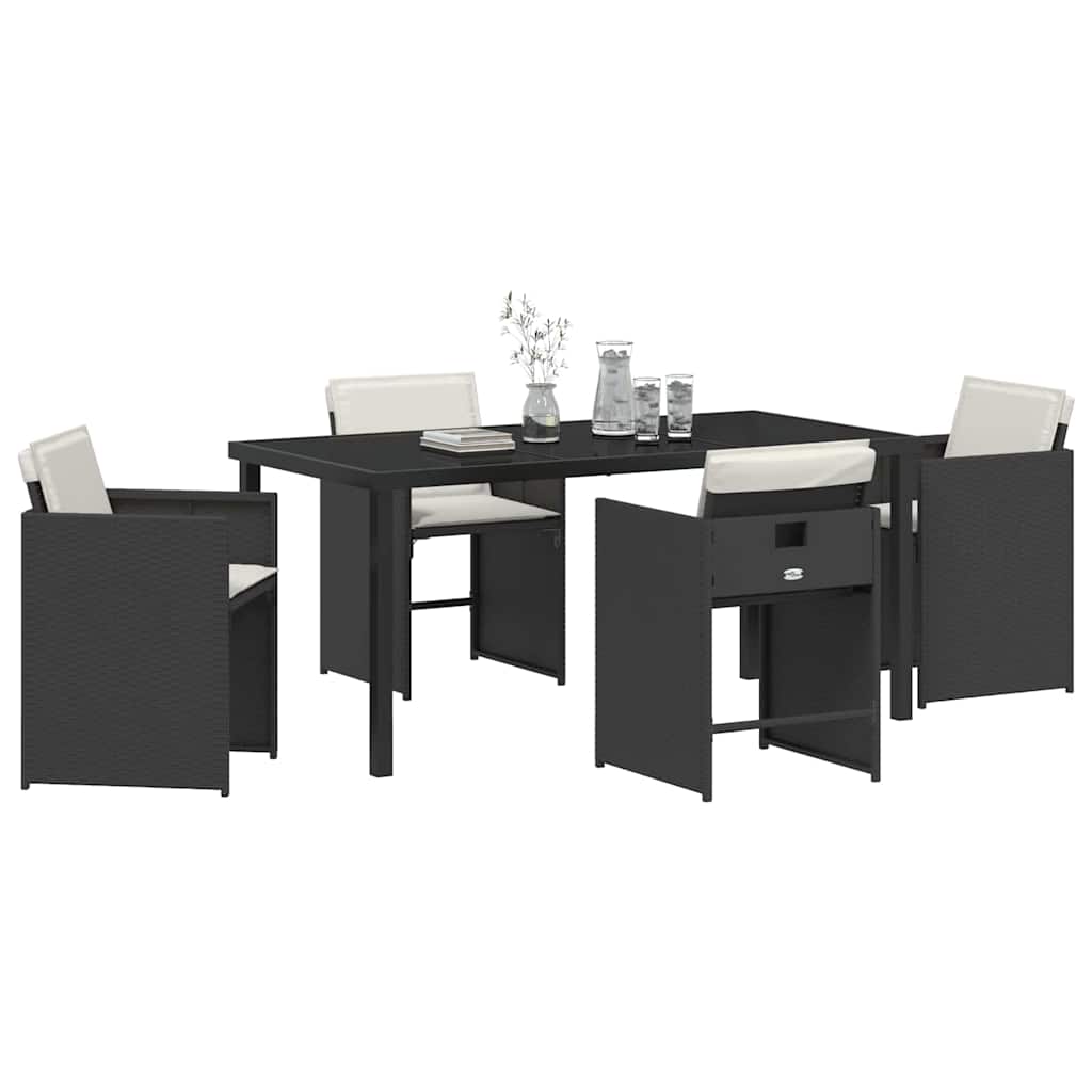 Have Spisebordssæt 5 pcs Sort polyrattan
