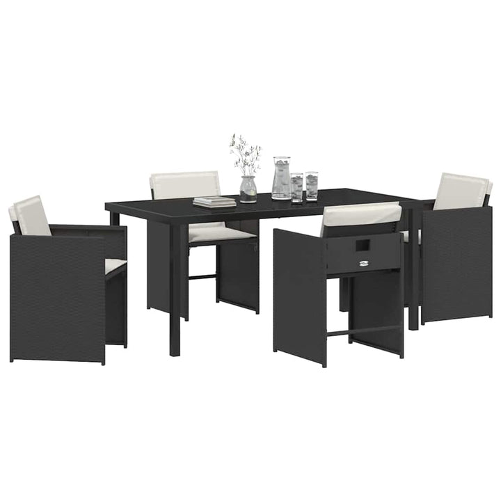 Have Spisebordssæt 5 pcs Sort polyrattan