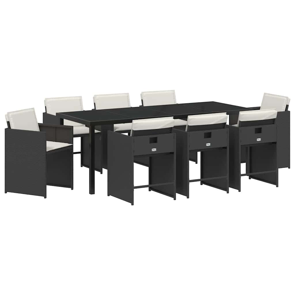 Have Spisebordssæt 9 pcs Sort polyrattan