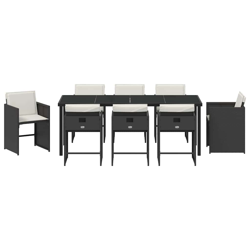 Have Spisebordssæt 9 pcs Sort polyrattan