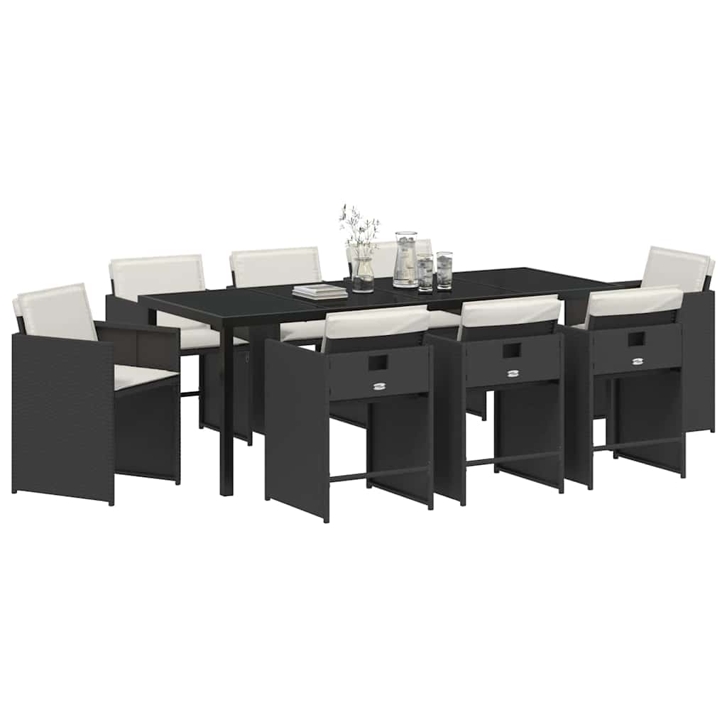 Have Spisebordssæt 9 pcs Sort polyrattan
