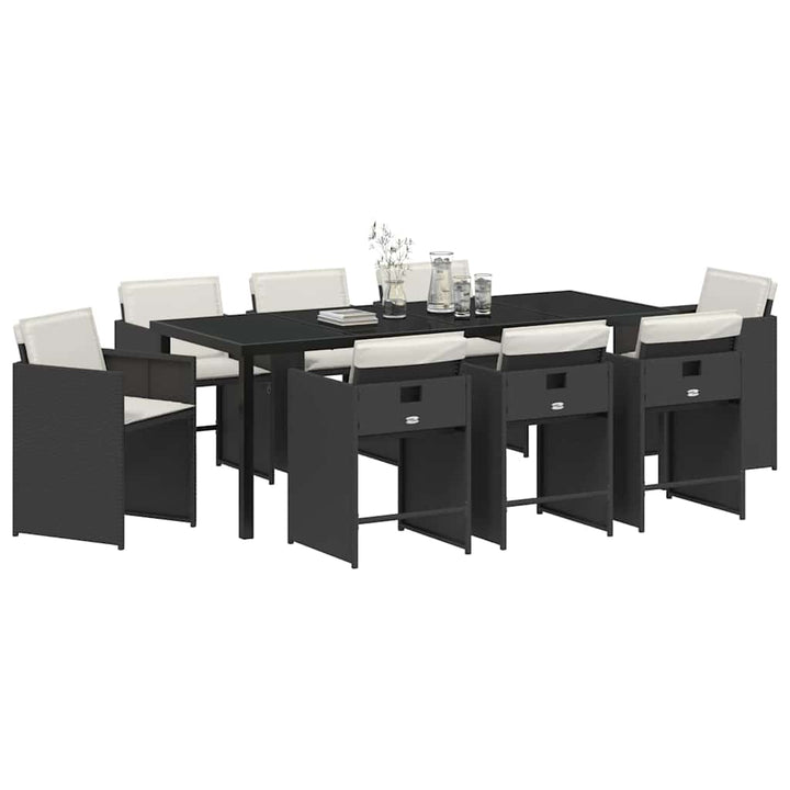 Have Spisebordssæt 9 pcs Sort polyrattan