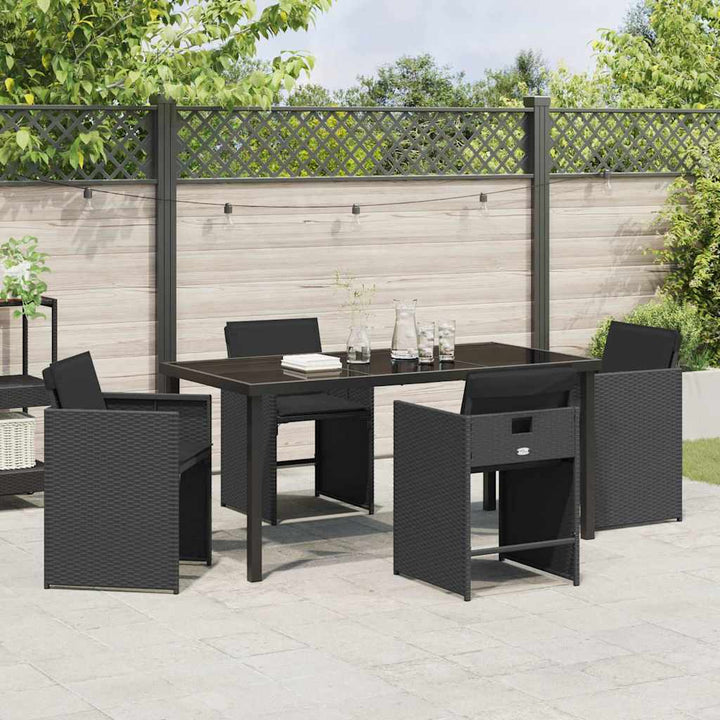 Have Spisebordssæt 5 pcs Sort polyrattan