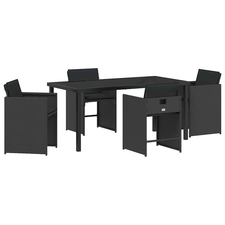 Have Spisebordssæt 5 pcs Sort polyrattan