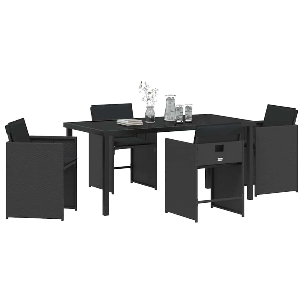 Have Spisebordssæt 5 pcs Sort polyrattan