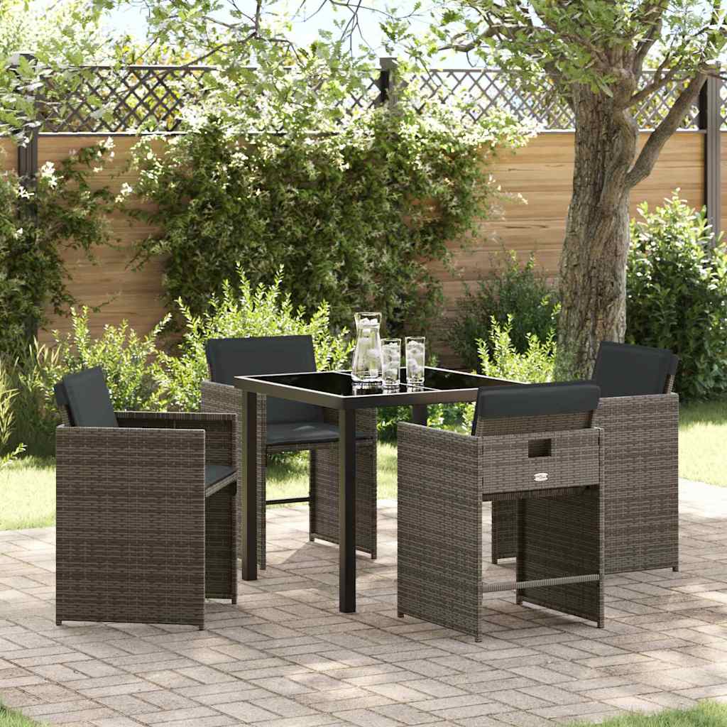Have Spisebordssæt 5 pcs Grå polyrattan