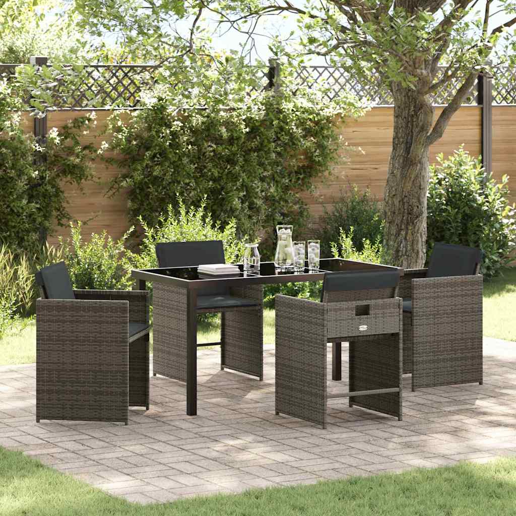 Have Spisebordssæt 5 pcs Grå polyrattan