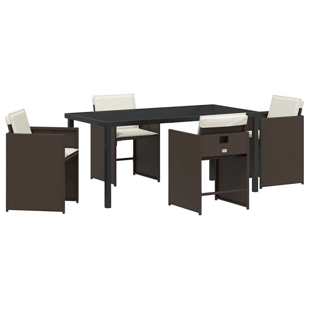 Have Spisebordssæt 5 pcs Brun polyrattan