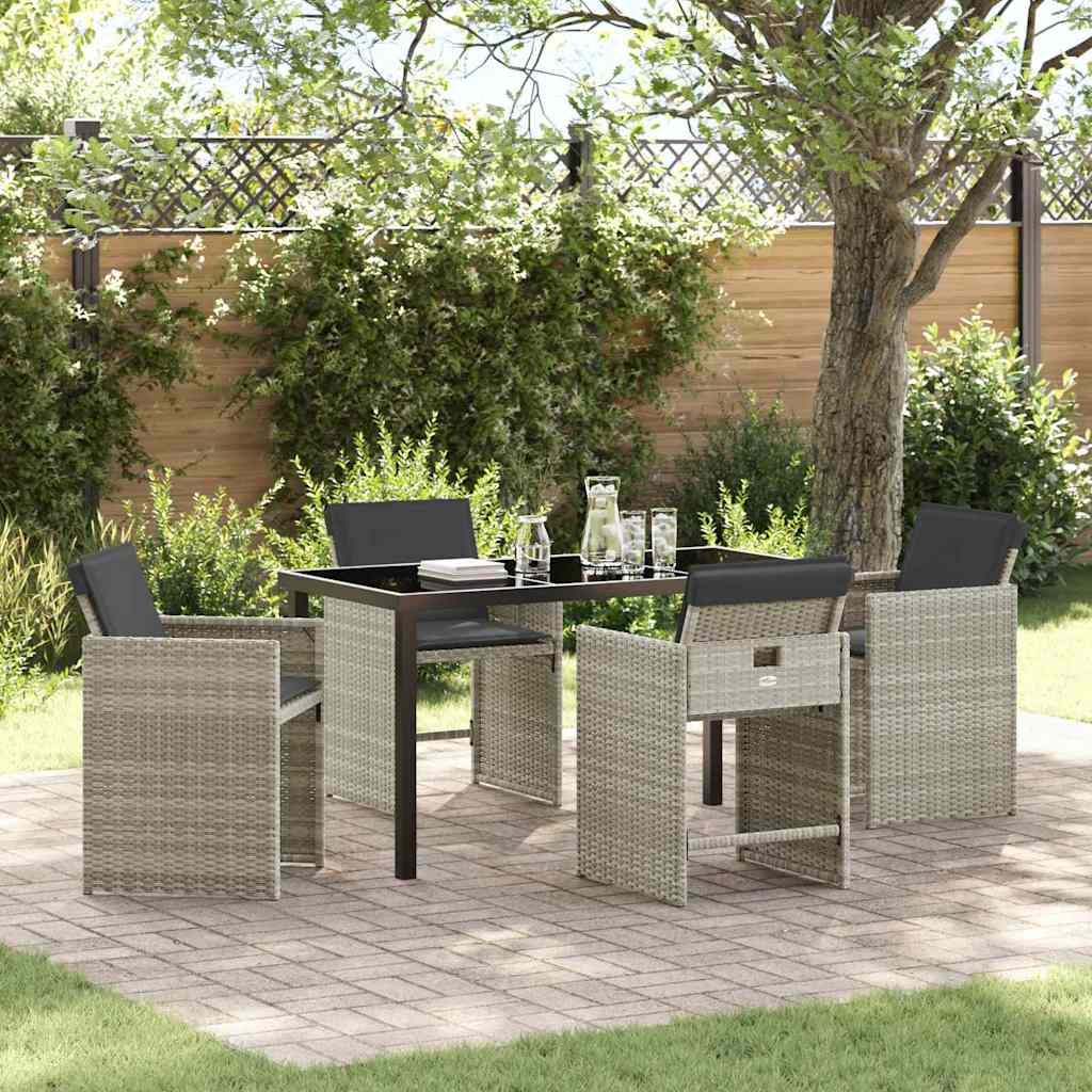 Have Spisebordssæt 5 pcs Lysegrå polyrattan