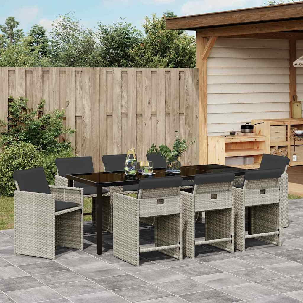 Have Spisebordssæt 9 pcs Lysegrå polyrattan