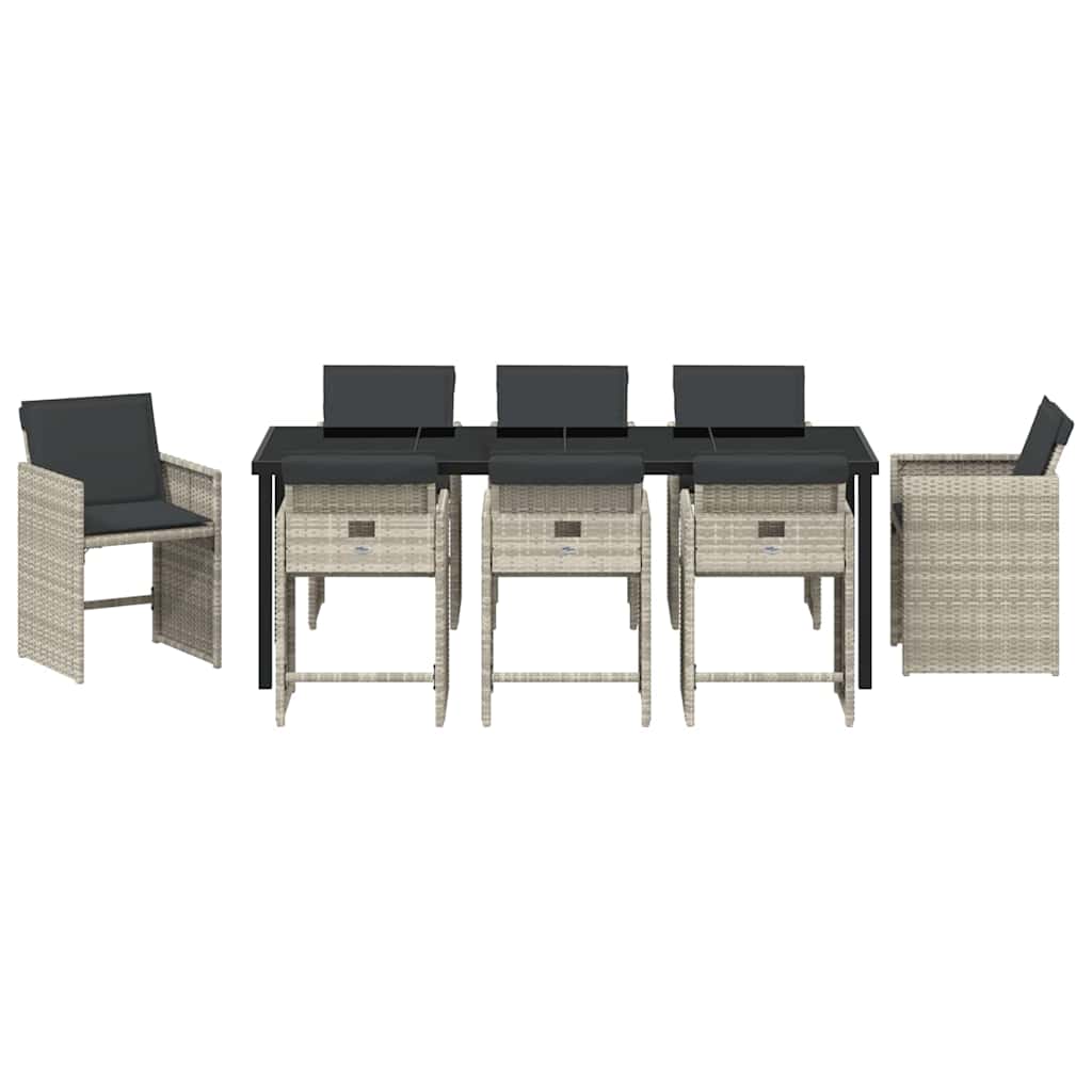Have Spisebordssæt 9 pcs Lysegrå polyrattan