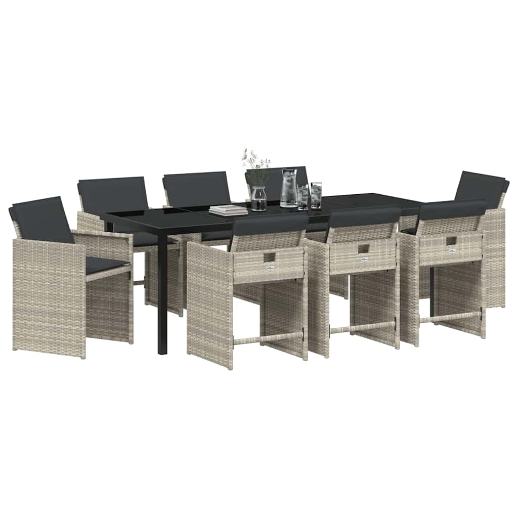 Have Spisebordssæt 9 pcs Lysegrå polyrattan