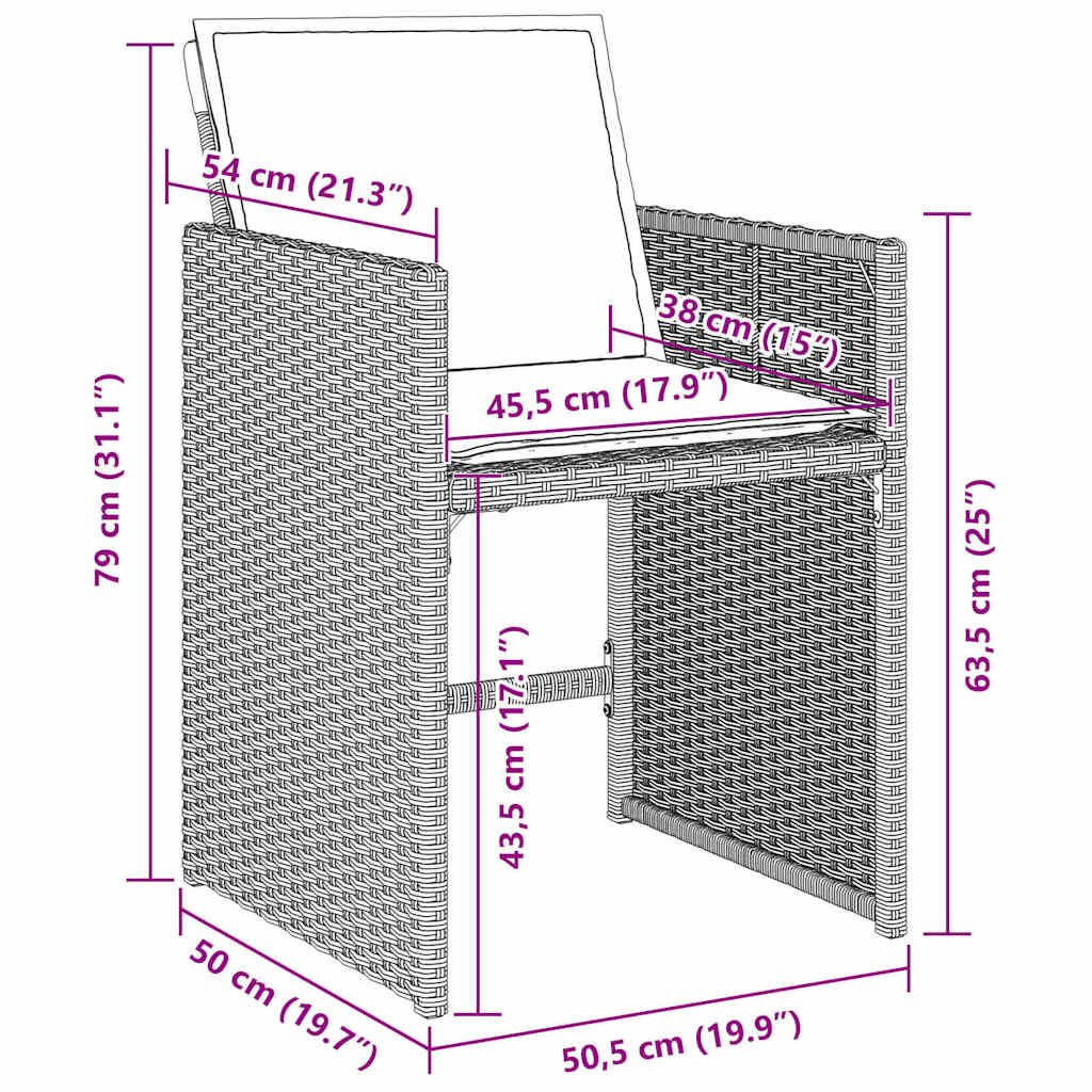 Have Spisebordssæt 9 pcs Lysegrå polyrattan