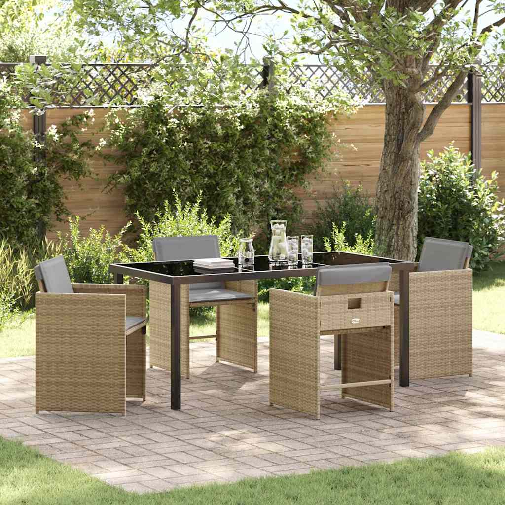Have Spisebordssæt 5 pcs Beige polyrattan