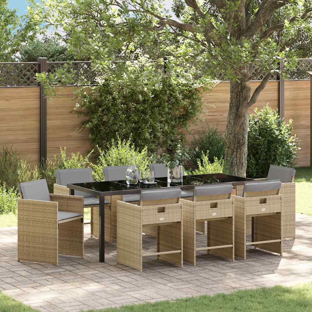 Have Spisebordssæt 9 pcs Beige polyrattan