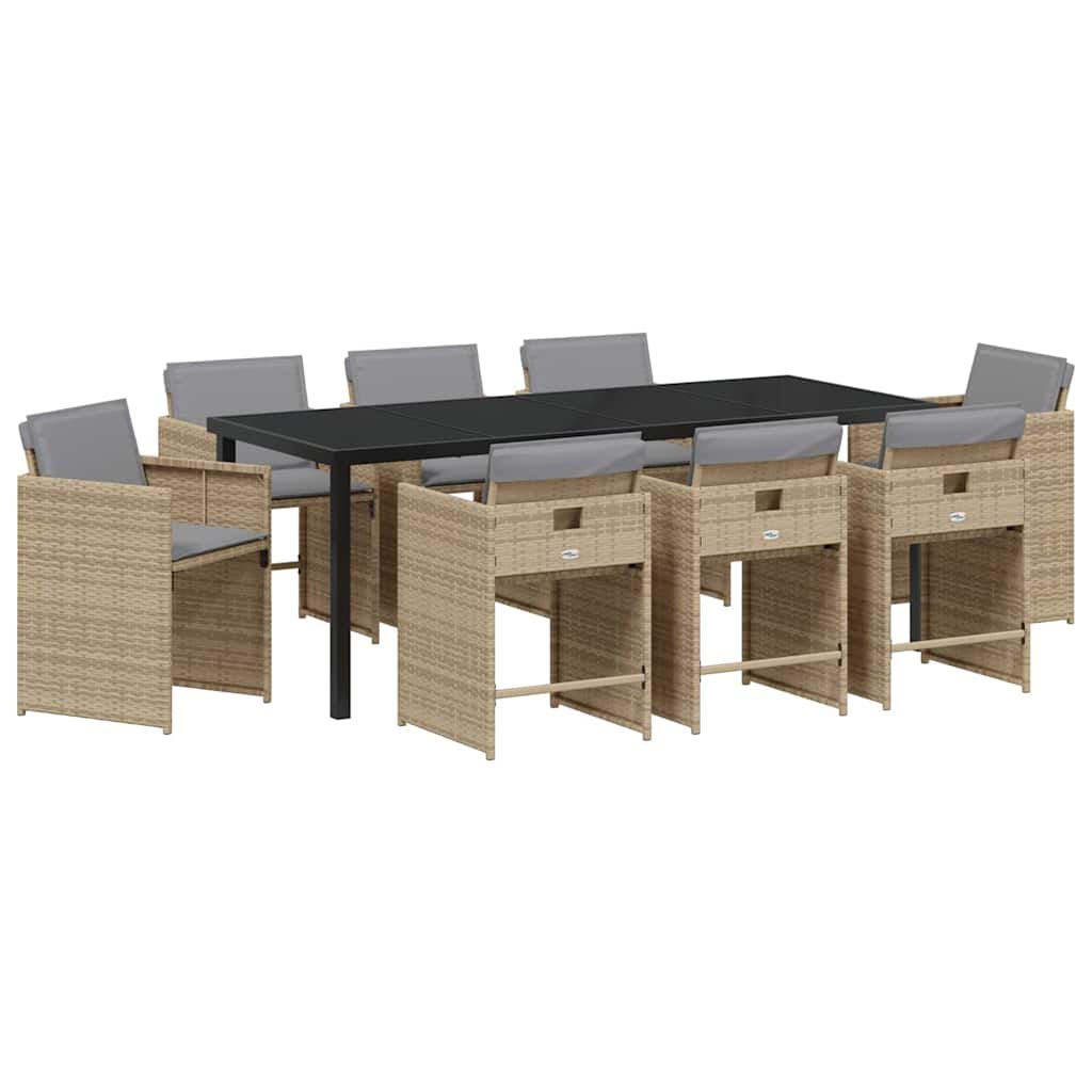 Have Spisebordssæt 9 pcs Beige polyrattan
