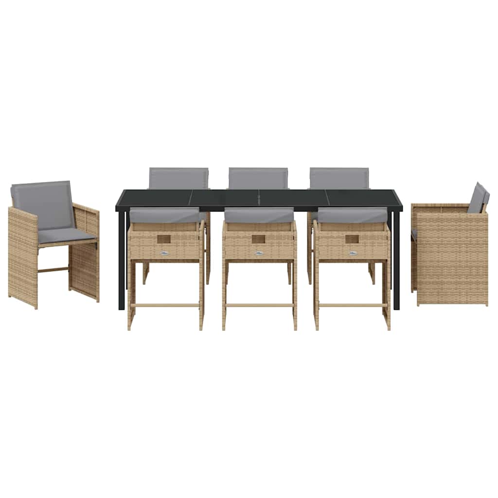 Have Spisebordssæt 9 pcs Beige polyrattan