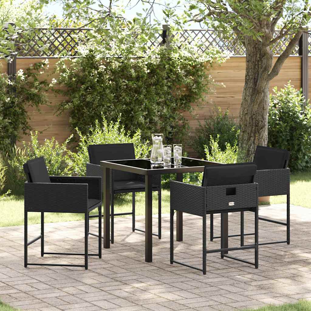Have Spisebordssæt 5 pcs Sort polyrattan