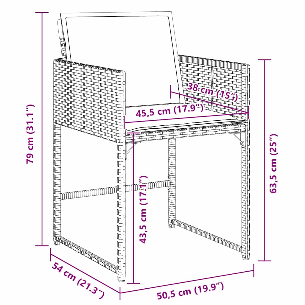 Have Spisebordssæt 5 pcs Sort polyrattan