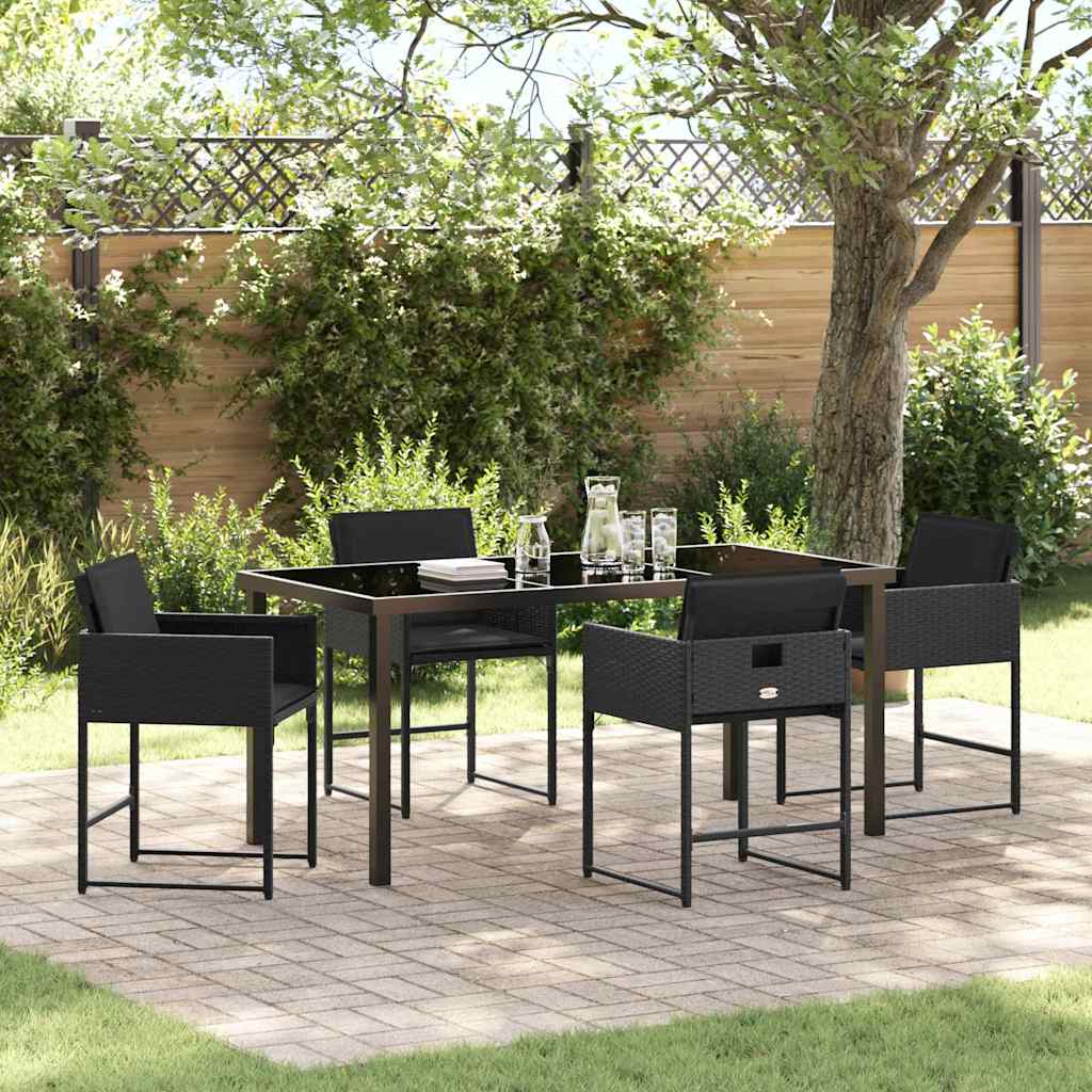 Have Spisebordssæt 5 pcs Sort polyrattan