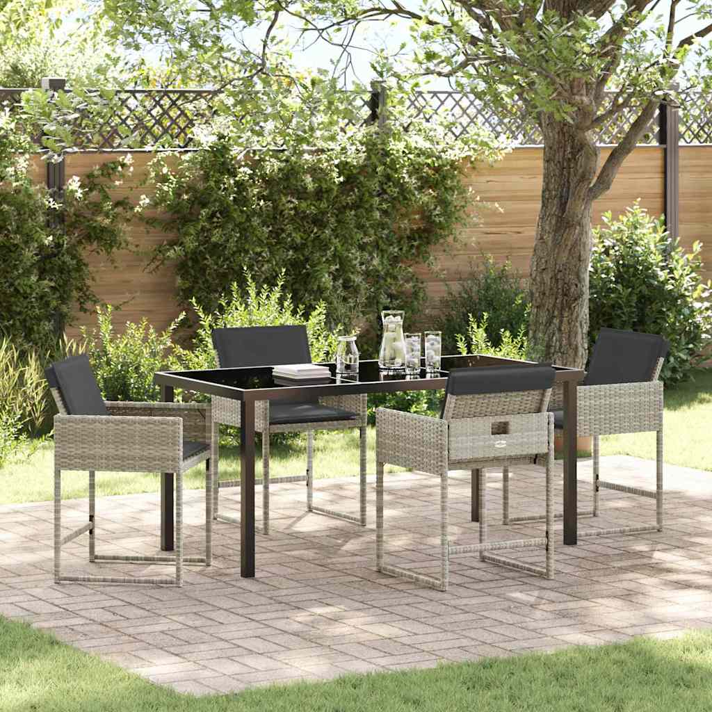 Have Spisebordssæt 5 pcs Lysegrå polyrattan