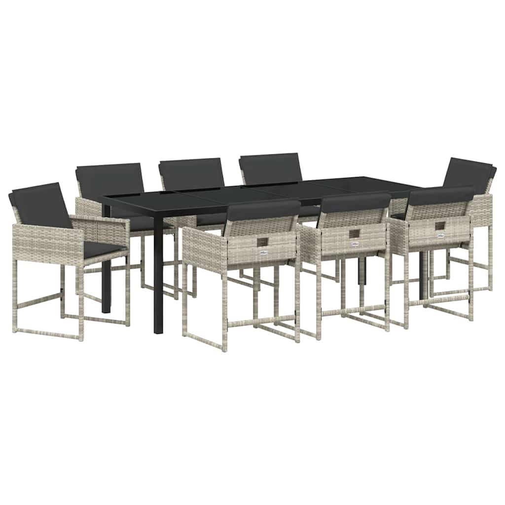 Have Spisebordssæt 9 pcs Lysegrå polyrattan
