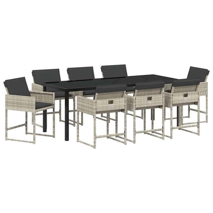Have Spisebordssæt 9 pcs Lysegrå polyrattan